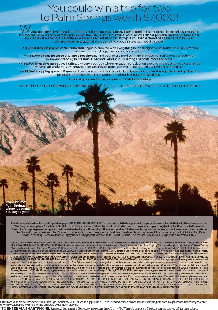 Lucky Magazine Palm Springs Trip Giveaway!