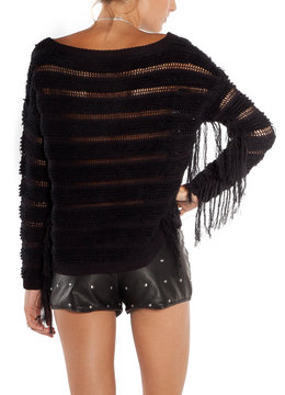 AMUSE SOCIETY KEIARA FRINGE SWEATER clothing sweaters/jackets