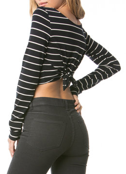 AMUSE SOCIETY RENE STRIPE CROP TOP clothing tops