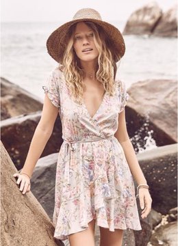 AUGUSTE THE LABEL NEW ROMANCE PETAL WRAP MINI DRESS