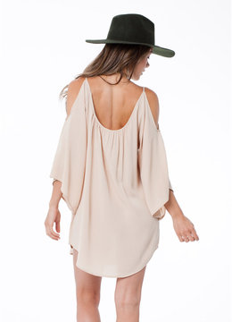 BEACH FEVER COLD SHOULDER SOLID TUNIC clothing dresses