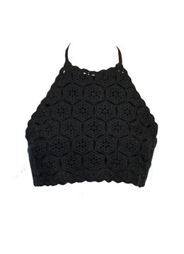BEACH FEVER CROPPED HALTER TOP