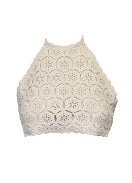 BEACH FEVER CROPPED HALTER TOP