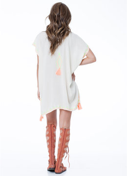BEACH FEVER NEON INDIAN SHORT KAFTAN swim cover ups