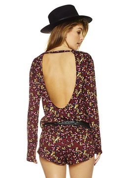 BEACH RIOT CHULO CRIMSON FLORAL LONG SLEEVE ROMPER clothing rompers/jumpsuits