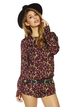 BEACH RIOT CHULO CRIMSON FLORAL LONG SLEEVE ROMPER
