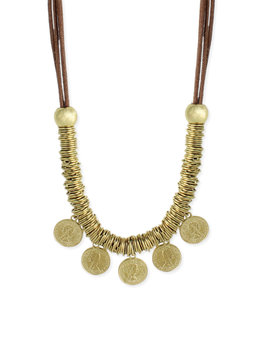 BEACH SPECIALS COIN NECKLACE LEATHER CORD