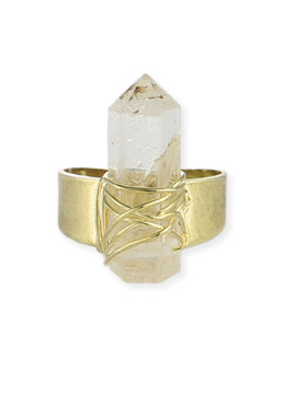 BEACH SPECIALS CRYSTAL GOLD WRAP RING