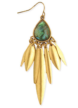 BEACH SPECIALS GEM AND METAL LEAF EARRING