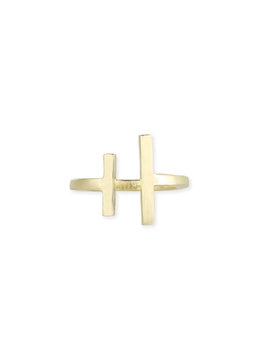 BEACH SPECIALS GOLD DOUBLE CROSS RING