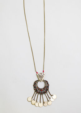BEACH SPECIALS LONG MEDALLION DANGLE NECKLACE accessories jewelry