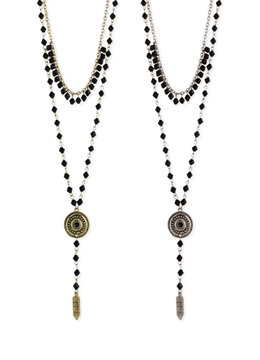BEACH SPECIALS MEDALLION AND STONE LAYER NECKLACE