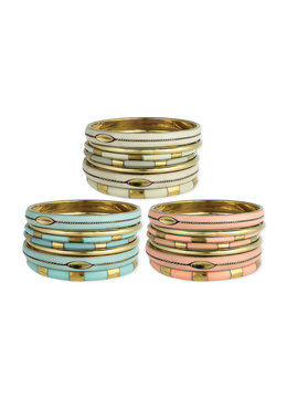 BEACH SPECIALS SET OF GOLD AND PASTEL BANGLES
