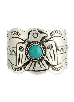BEACH SPECIALS SILVER AND TURQUOISE BIRD CUFF
