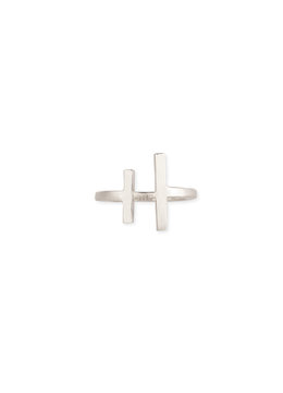 BEACH SPECIALS SILVER DOUBLE CROSS RING