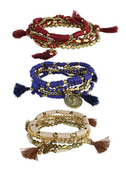 BEACH SPECIALS TASSEL METAL WRAP BRACELET