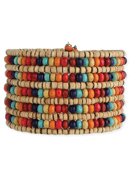 BEACH SPECIALS WOOD & MULTI BEAD BRACELET
