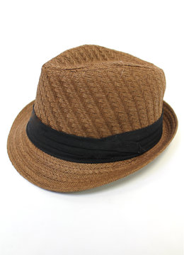 DOWNTOWN STYLE WOVEN RIBBEN FEDORA
