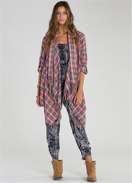 BILLABONG LIVE IT UP FLANNEL CARDIGAN clothing sweaters/jackets