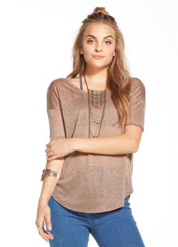 CHASER 3/4 BOXY SHIRT TAIL SCOOP TEE