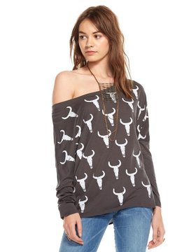 CHASER COWSKULL TOSS DOLMAN TOP
