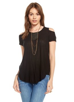CHASER SILK RAYON COLD SHOULDER TOP