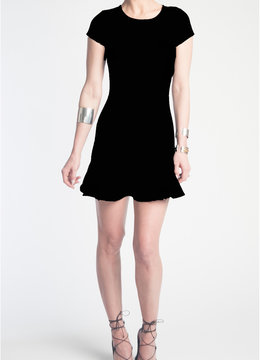 DONNA MIZANI CAP SLEEVE RUFFLED MINI DRESS