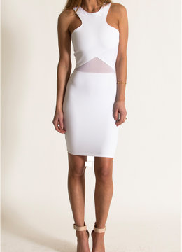 DONNA MIZANI CROSSOVER RACER FRONT MINI DRESS clothing dresses
