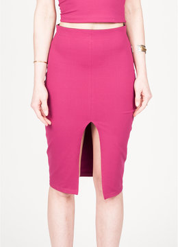DONNA MIZANI FRONT SLIT MIDI SKIRT