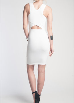 DONNA MIZANI V STRAP CUT OUT MINI DRESS clothing dresses