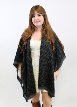 ECHO DESIGN PEBBLE PATCHWORK RUANA accessories scarves