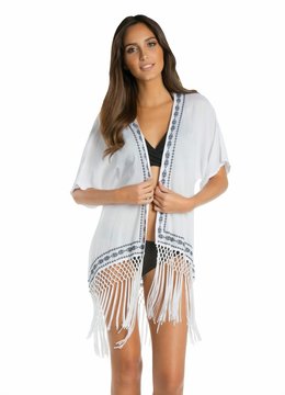 ELAN FRINGE KIMONO clothing tops