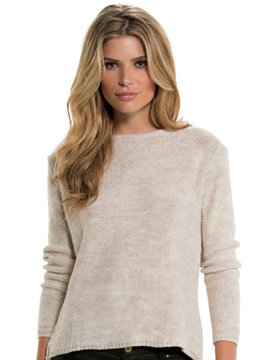 ELAN HI-LO ZIP BACK CHIFFON SWEATER