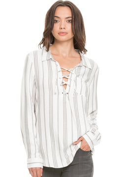 ELAN LONG SLEEVE LACE UP TOP