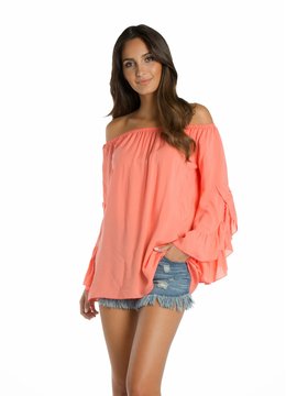 ELAN OFF SHOULDER FLOWY TOP clothing tops
