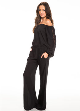 ELAN OFF SHOULDER LONG SLEEVE JUMPSUIT
