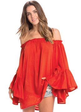ELAN OFF THE SHOULDER FLOWY SLEEVE TOP
