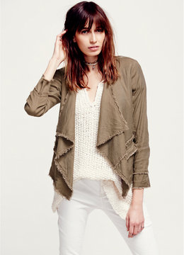 FREE PEOPLE RAW LINEN DRAPEY JACKET clothing sweaters/jackets