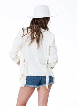 FREE PEOPLE RAW LINEN DRAPEY JACKET clothing sweaters/jackets