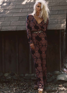 BEACH SPECIALS LONG SLEEVE PRINTED JUMPSUIT
