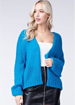 HONEY PUNCH NEON BLUE GRANNY SWEATER