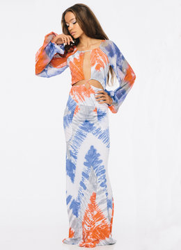 INDAH CELIA MASAI LONG SLEEVE PANELED MAXI