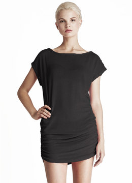 JORDAN TAYLOR SHIRRED SIDES BOATNECK swim cover ups