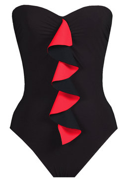 KARLA COLLETTO TWO TONE FLOUNCE HIGH swim one piece