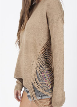 LIRA BOLD SOLIDS RIP SWEATER clothing tops