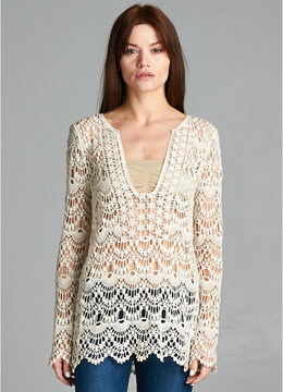 BEACH SPECIALS SCOOP NECK CROCHET TOP