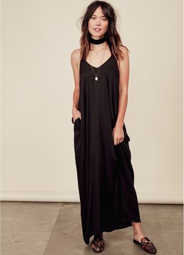 LOVESTITCH SOLID SATIN CHALLIS MAXI DRESS