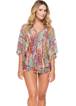 LULI FAMA MY WAY CABANA V-NECK DRESS