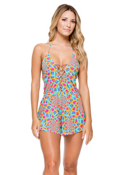 LULI FAMA STAR GIRL DEEP V LACED ROMPER