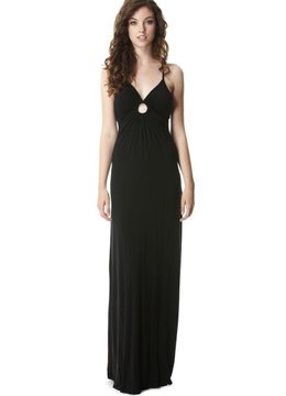 MICHELLE JONAS SOLID KEYHOLE MAXI DRESS clothing dresses